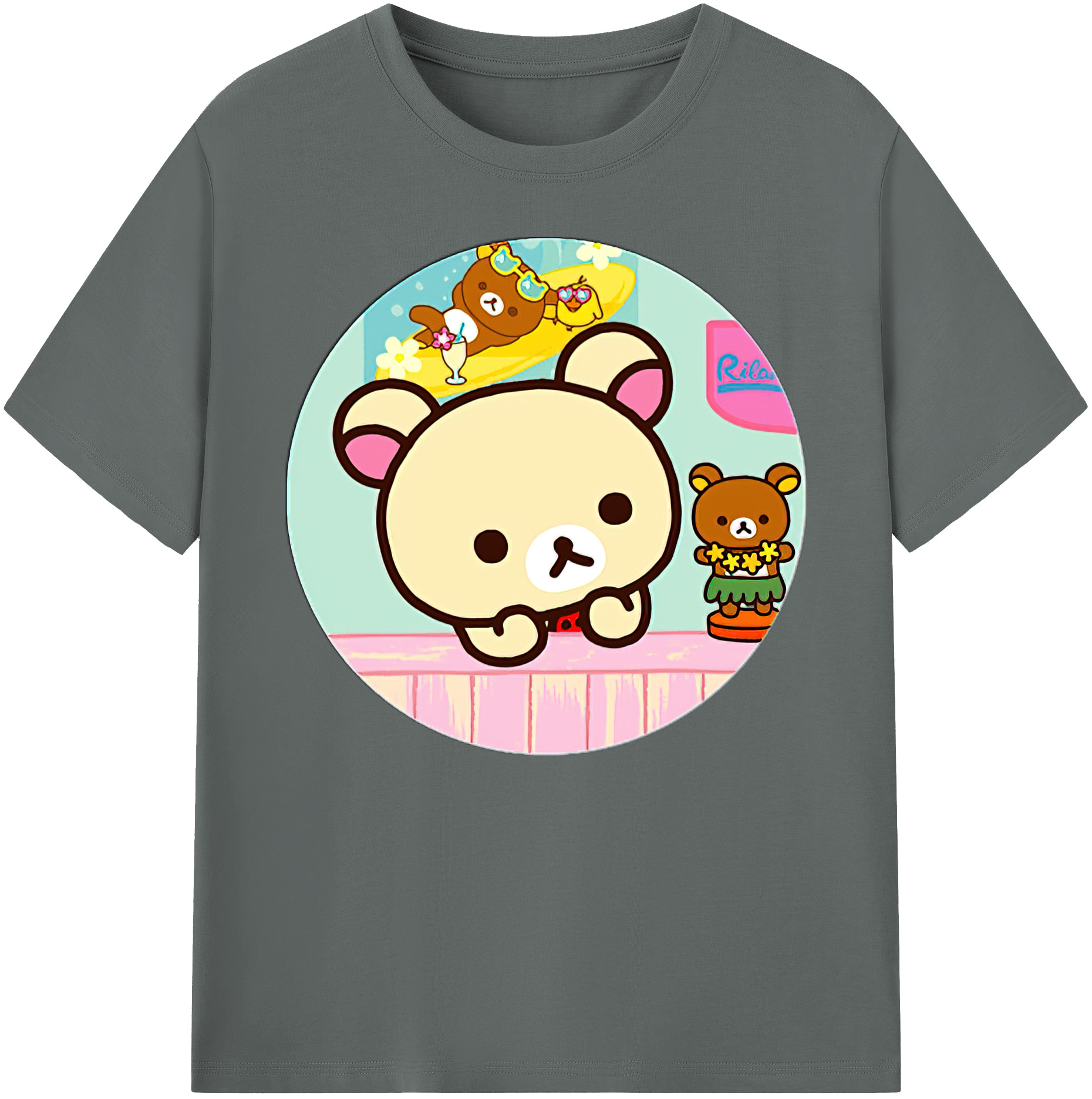 （画像用） リラックマ リラックマ キイロイトリ Rilakkuma Korilakkuma Kiiroitori 綿100％ メンズ半袖Tシャツ｜肌触りやわらか＆通気性